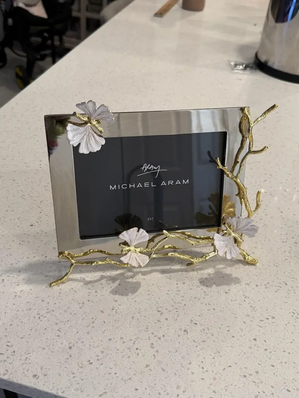 Michael Aram 5x7 Butterfly Ginkgo Gold Reflective Photo Frame Ornate Luxury